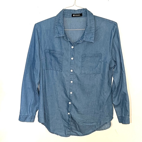 Fuinloth size L blue button down shirt. EUC. - Picture 3 of 10
